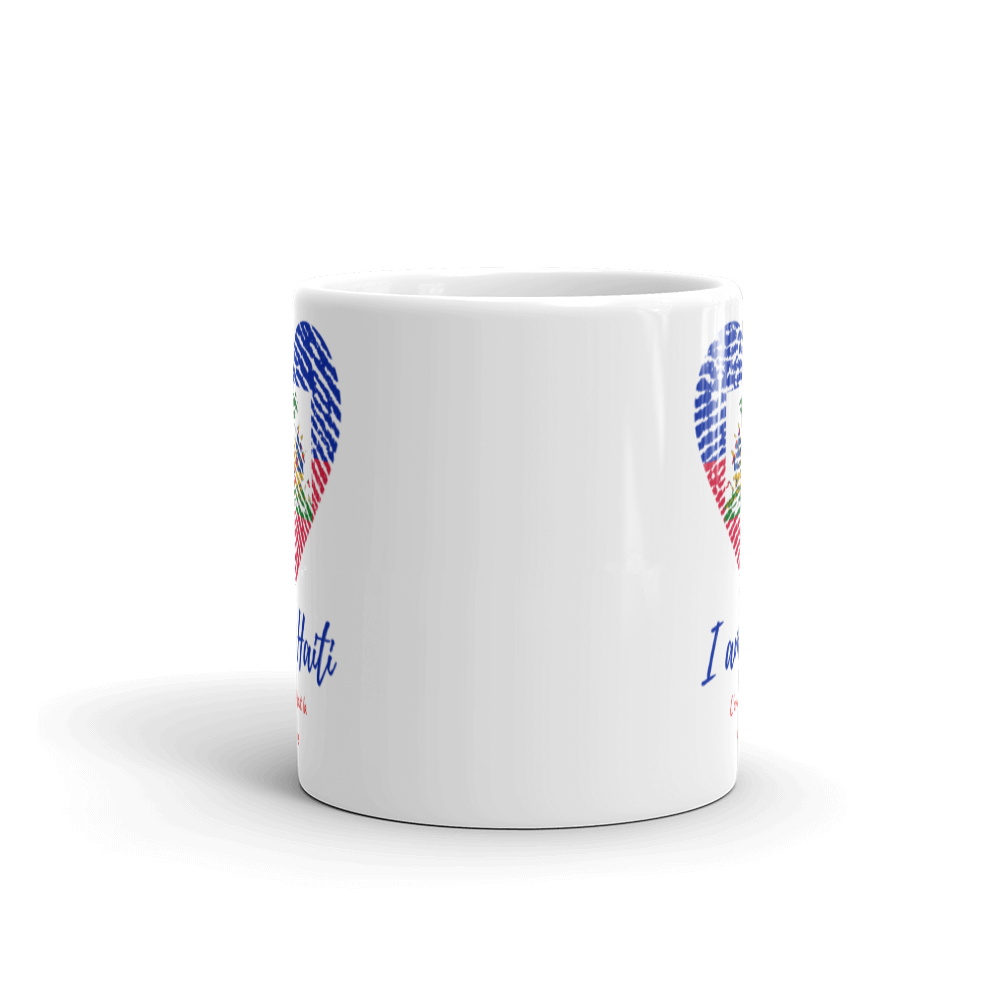 Haitian Root Glossy White Mug, Haitian Fingerprint Mug, Haitian flag day mug, Haitian Proud